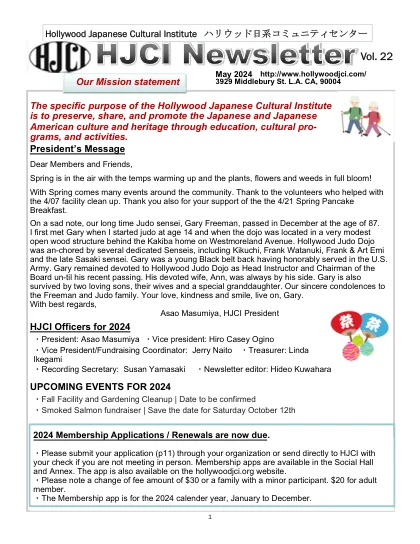Cover of the Hollywood JCI newsletter, May 2024